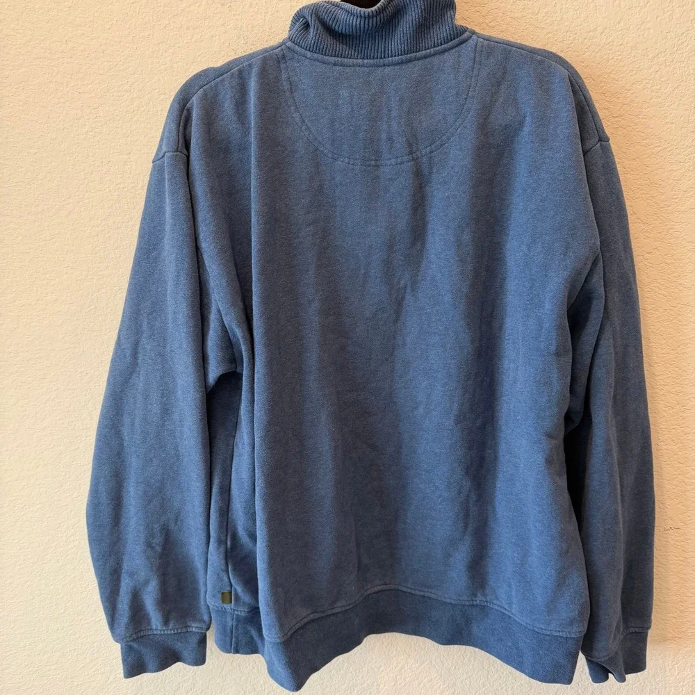 Orvis Mens Blue Quarter Zip Pullover Sweatshirt L Fly Fishing Embroidery Cotton